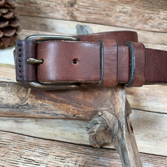 J. Crew Brown Leather Belt Men’s Size 32 - Picture 2 of 11